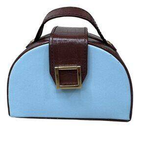 Bey-Berk Jewelry Box Travel Leather Case Mini Purse Necklace Rings Vacation Blue